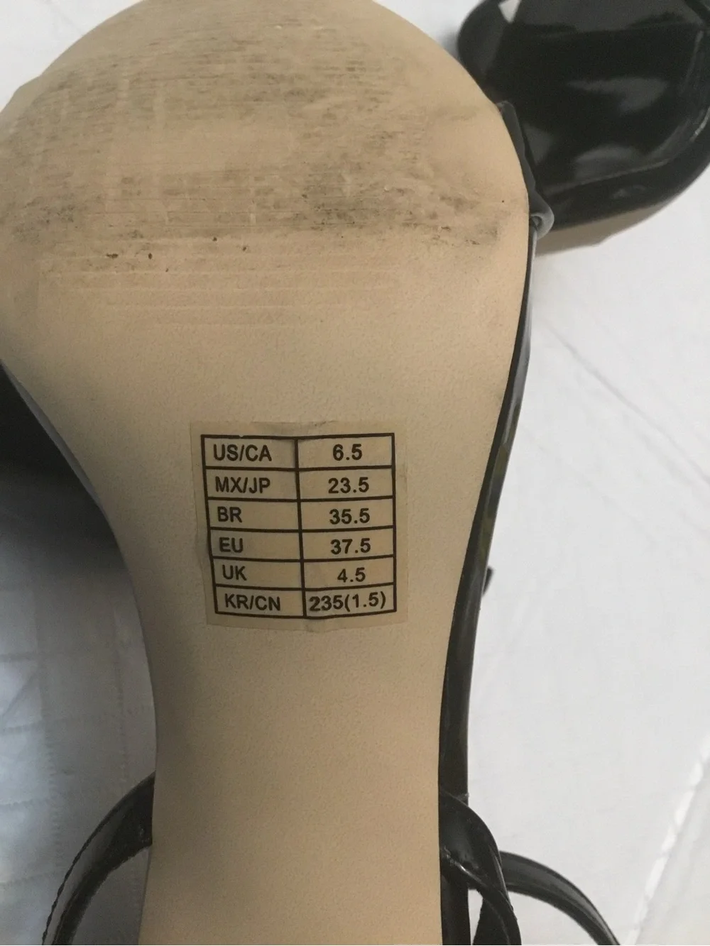 Forever 21 Black Patent Ankle Strap Heels Open Toe Glossy Size 6.5 Like New - Picture 10 of 13